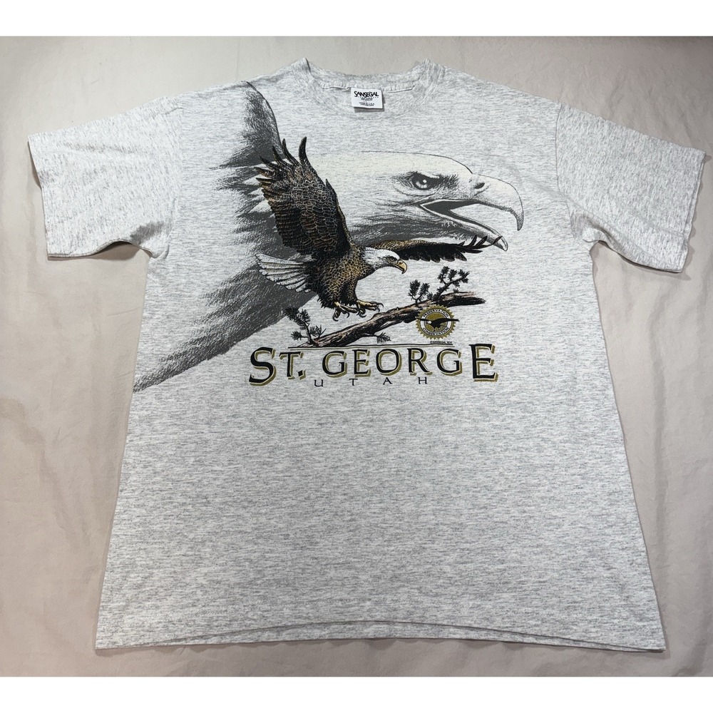 Vintage 90's St George Utah Eagle Print Front/Back Size Large Shirt Dead Stock